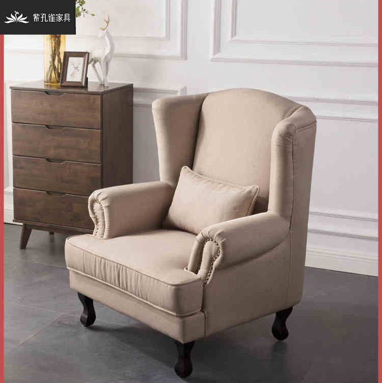 老虎椅单人沙发布艺轻奢北欧客厅休闲椅老虎凳复古高背 图片_高清大图