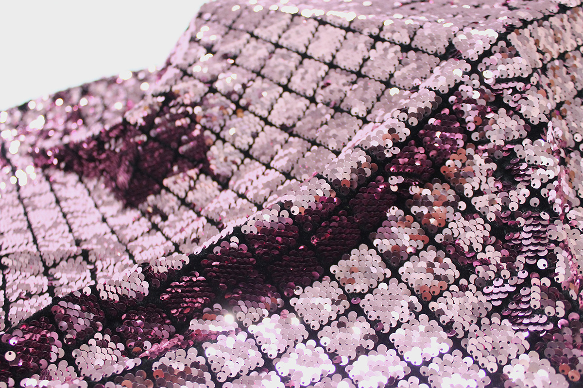 来图来样定做箱包新款 5毫米鱼鳞双色珠片布料绣花 珠片刺绣面料