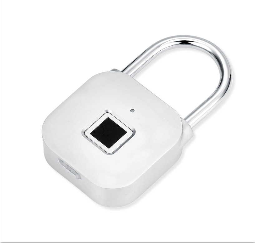 智能指纹电子挂锁金属户外防盗外卖箱防水学生柜子usb充电小挂锁