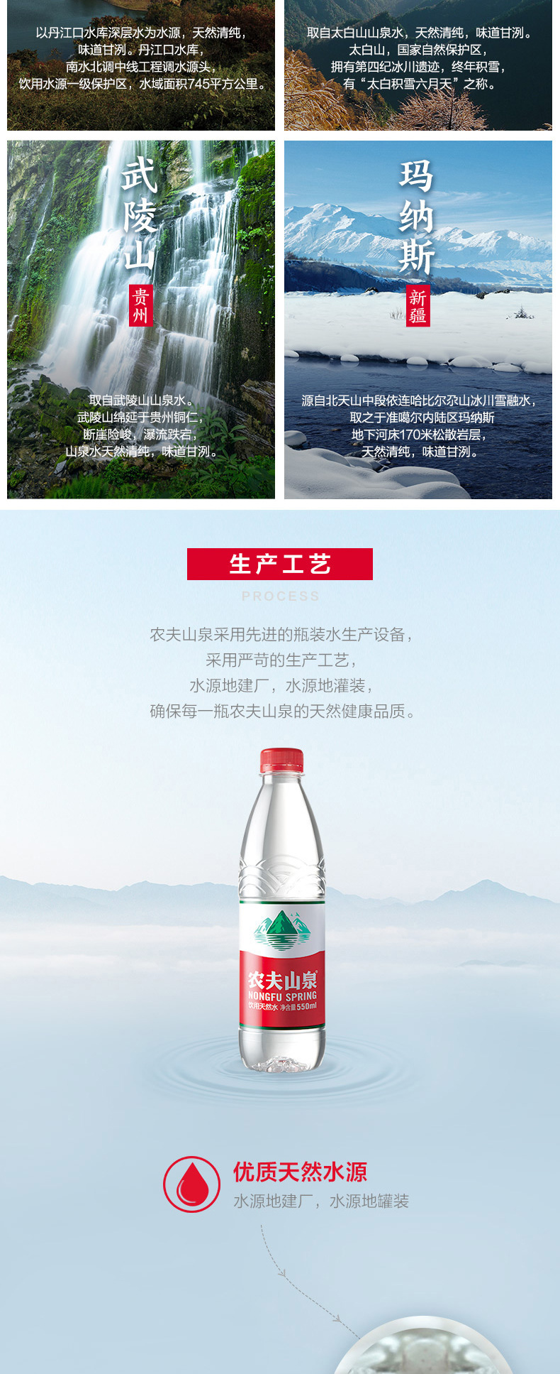 农夫山泉矿泉水550ml*24瓶塑膜箱装弱碱性天然饮用水团购批发