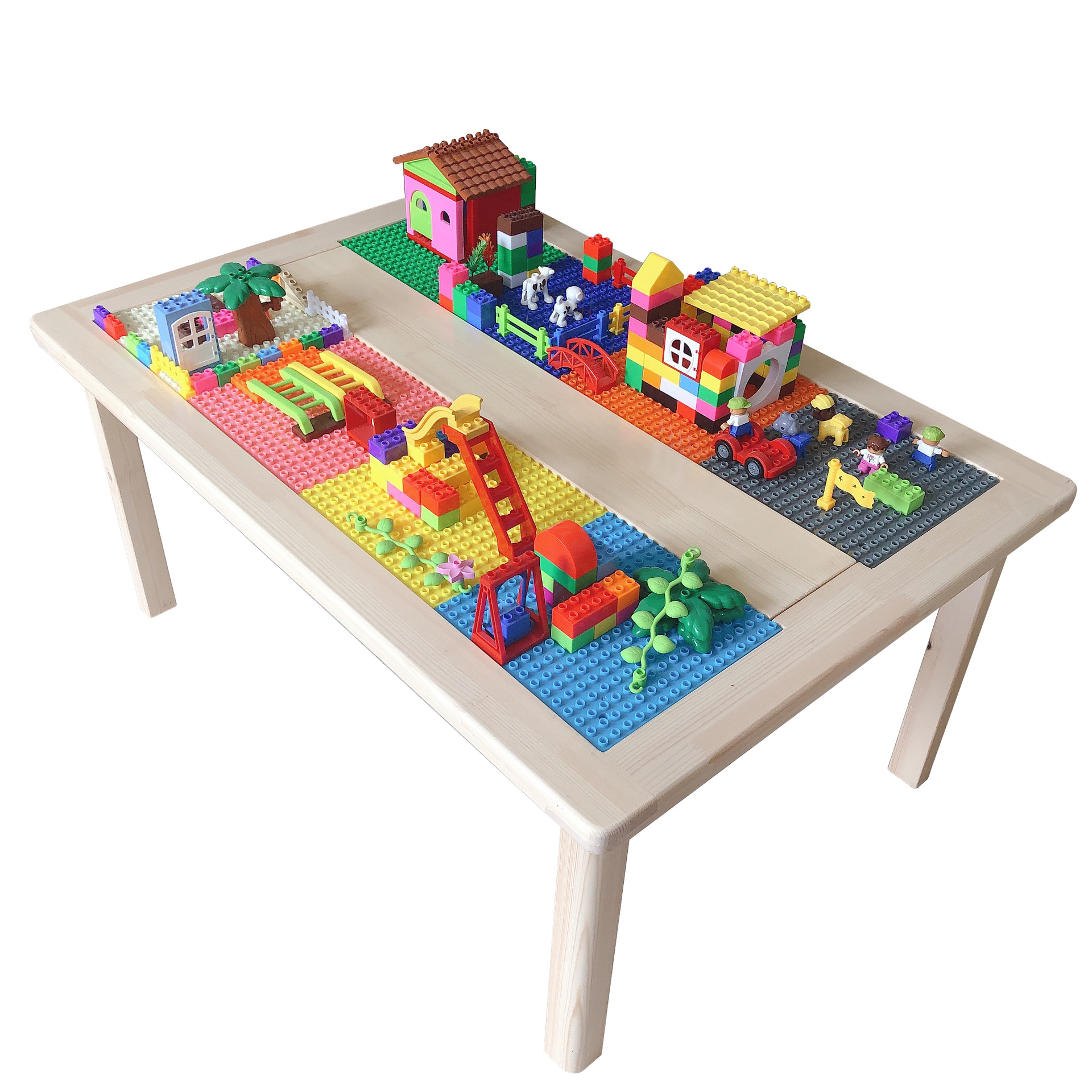 儿童积木桌益智玩具多功能积木桌乐高玩具桌两用玩具桌幼儿园实木