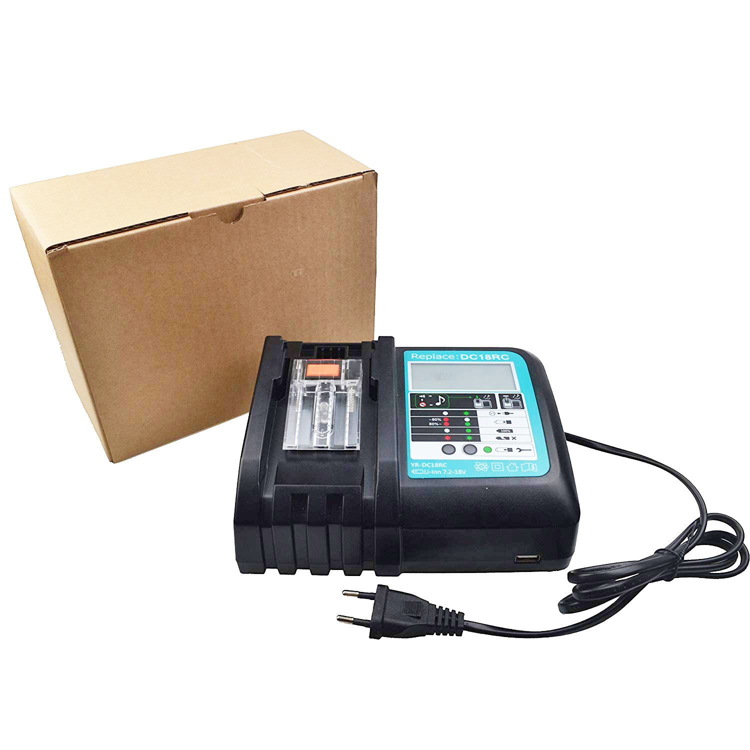 dc18rc替代makita牧田充电器 18v锂电池充电器 3a带屏快速充电器