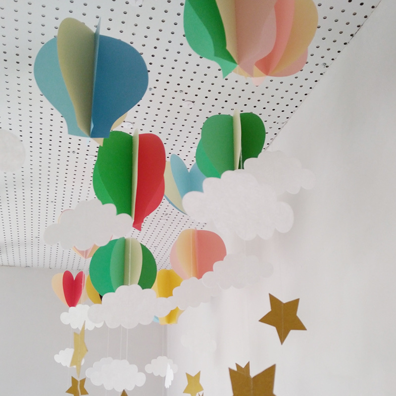 卡纸气球吊饰生日节日布置立体热气球挂饰幼儿园早教商店橱窗装饰