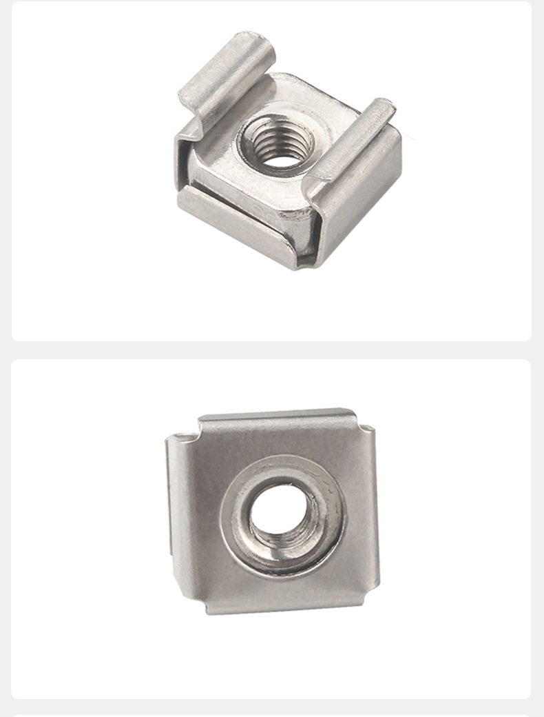 镀镍卡式螺母卡式螺帽 带卡扣机柜笼式浮动螺母 铁皮四方螺母m5m6