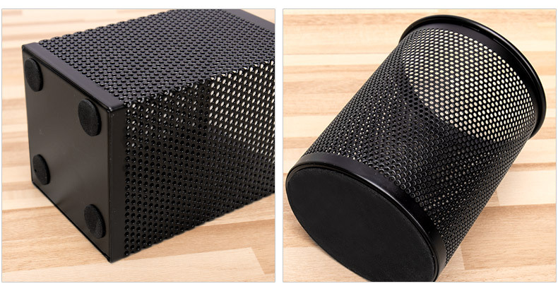 得力金属网状笔筒 黑色铁网笔筒方形圆形金属网状办公用品批发