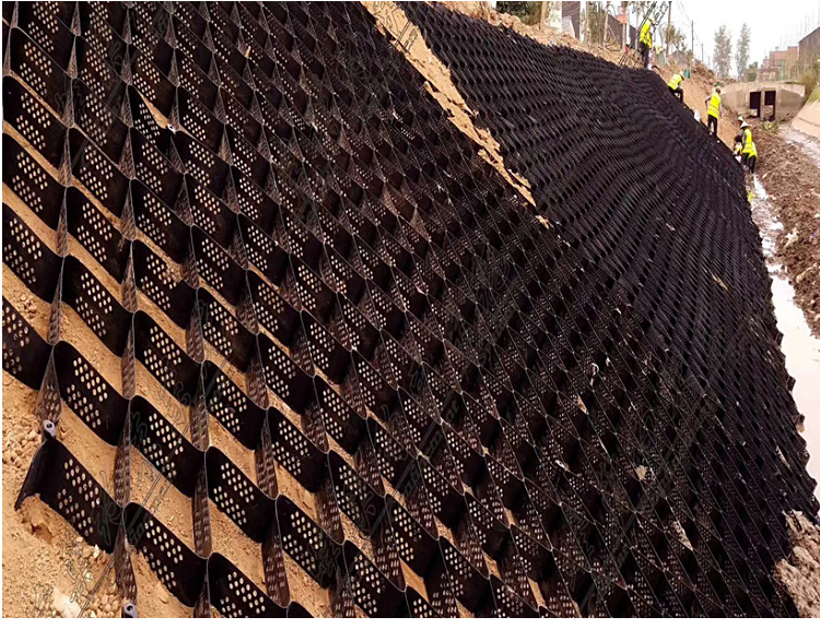 hdpe片材高强蜂巢土工格室压花带排水孔道路河岸边坡防护土工格栅