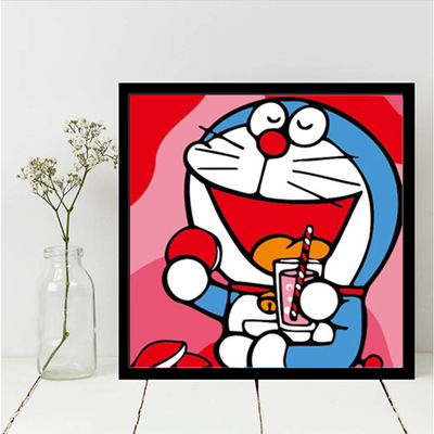 diy数字油画儿童油彩手绘填色卧室客厅房间装饰画卡通动漫叮当猫