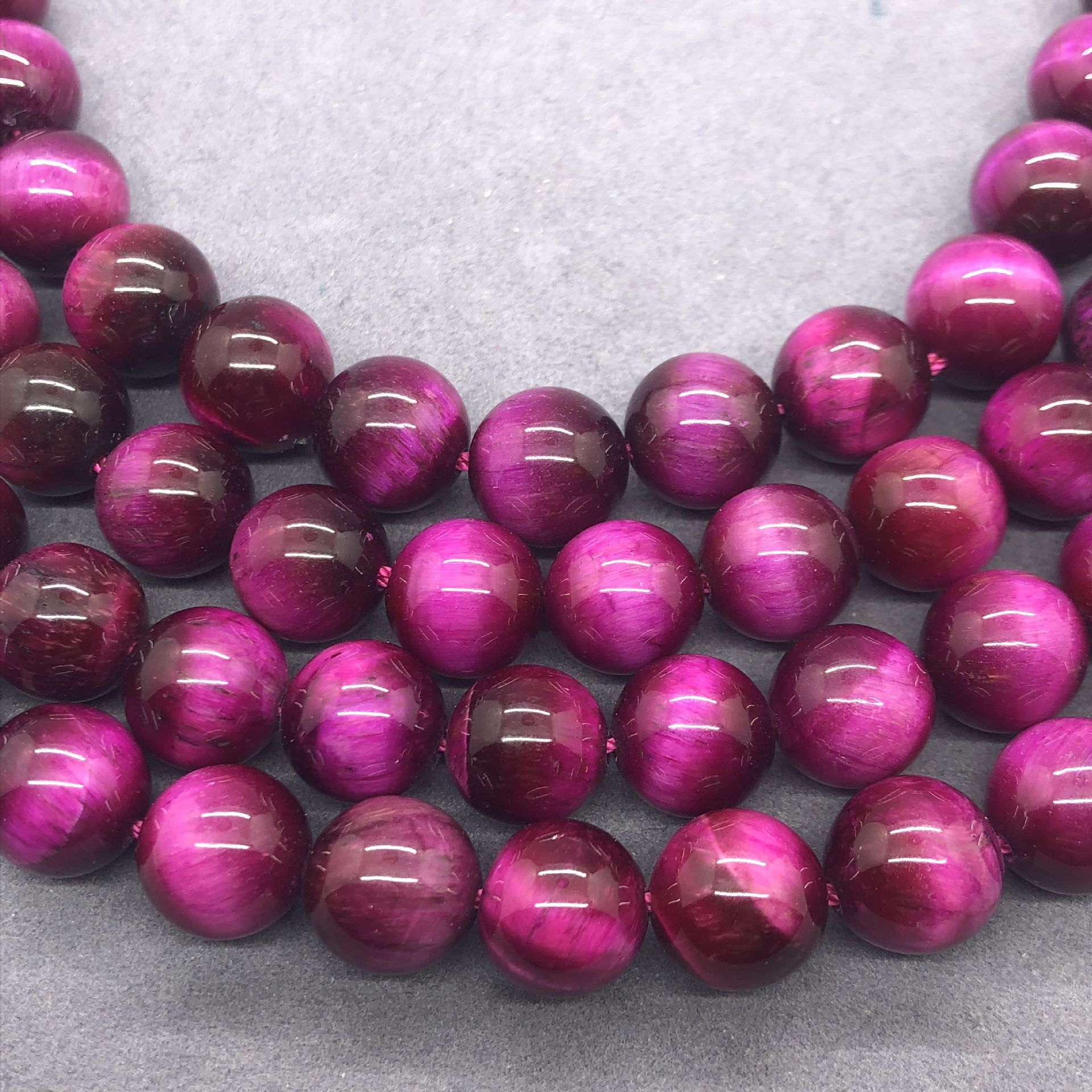 纯天然玫红黄蓝绿紫彩色虎眼石散珠 diy手工串珠虎眼睛石圆珠批发