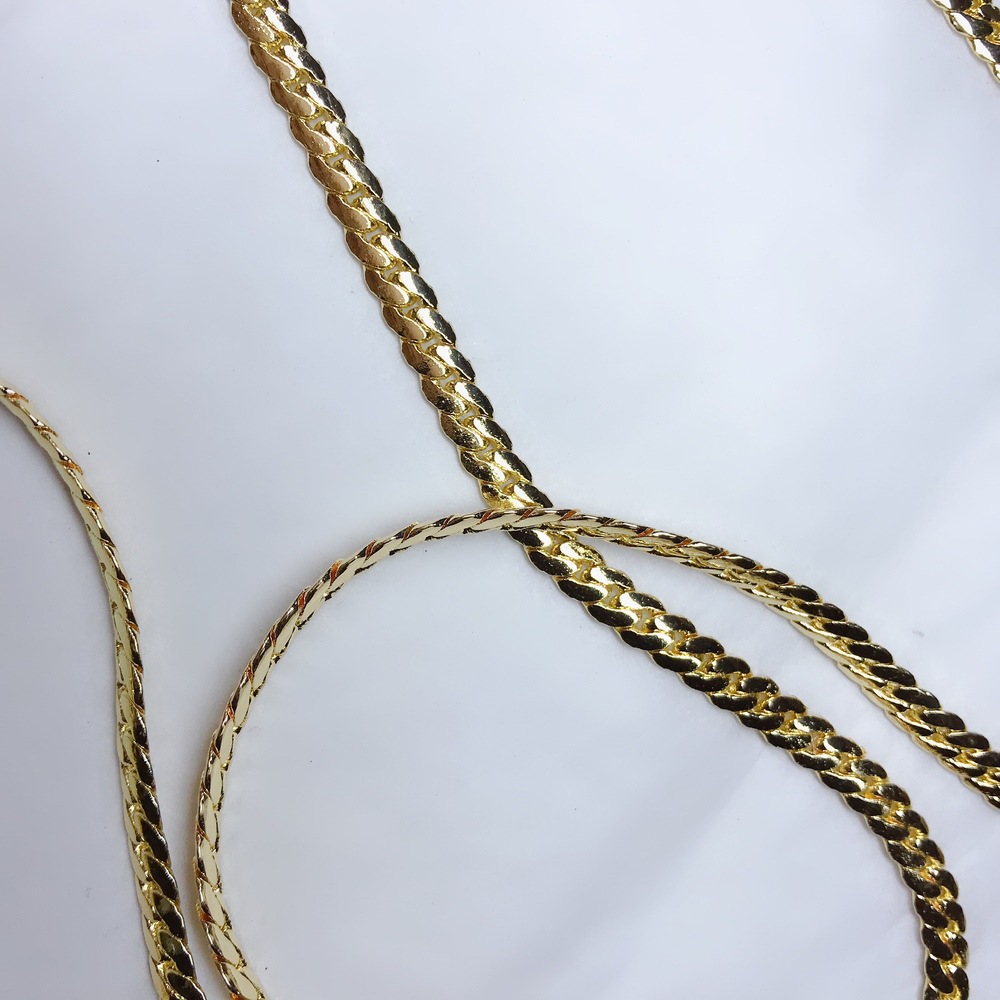 高质量铜链扁骨链条1米长配龙虾扣晚宴女包单肩斜背链条配件金银