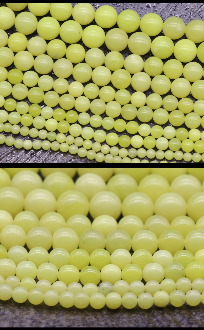 lemon jade柠檬玉圆珠散珠子 diy串珠天然石饰品配件 半成品 批发