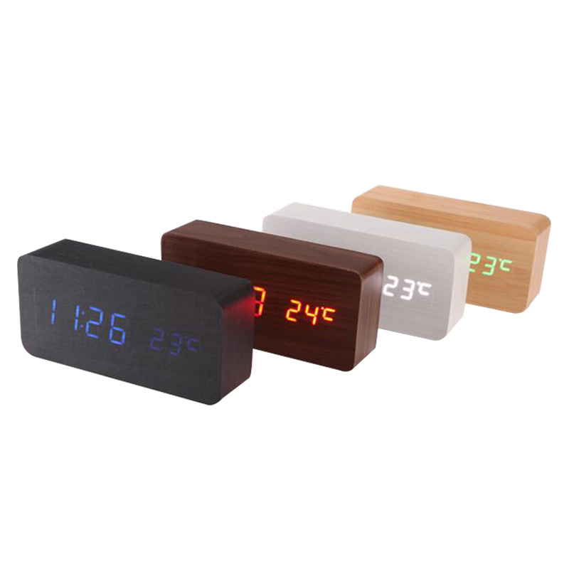 Source Manufacturer Led Wooden Clock Electronic Clock Creative Wooden Digital Clock Voice Control Thermometer Electronic Alarm Clock