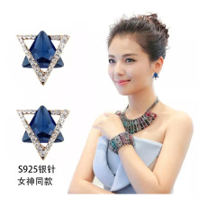 韩版新款超闪时尚三角形六芒星大耳钉欧美个性夸张耳钉异形耳环女