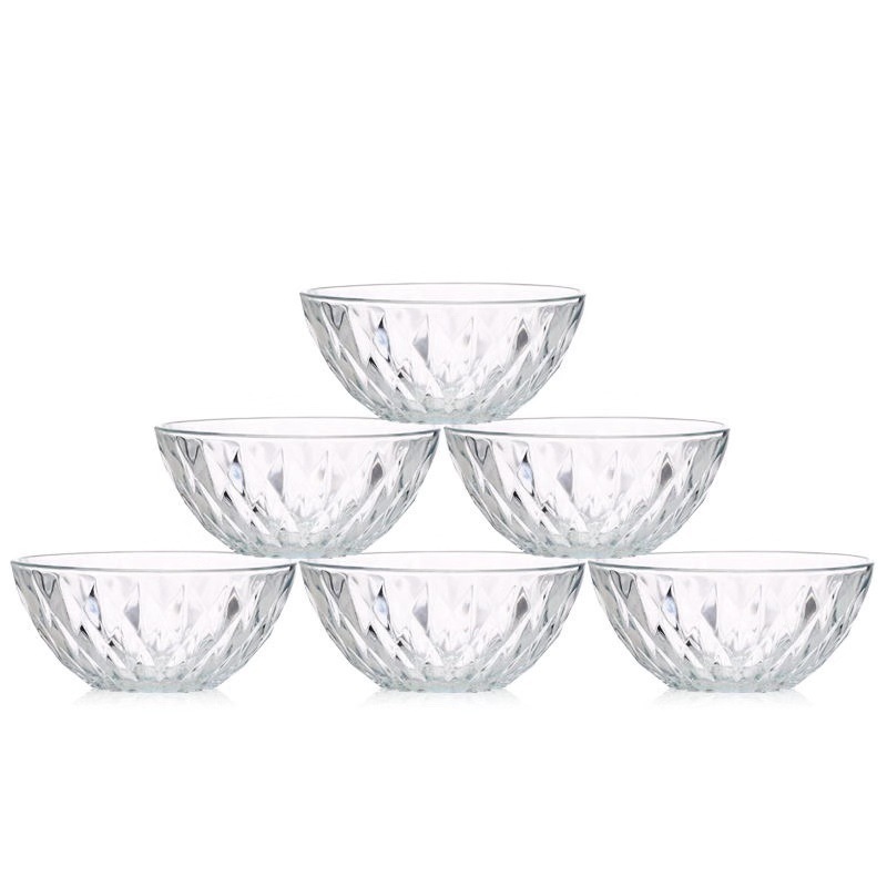 透明玻璃碗两件套四件套水晶碗 钻石碗盘 沙拉碗套装活动礼品批发