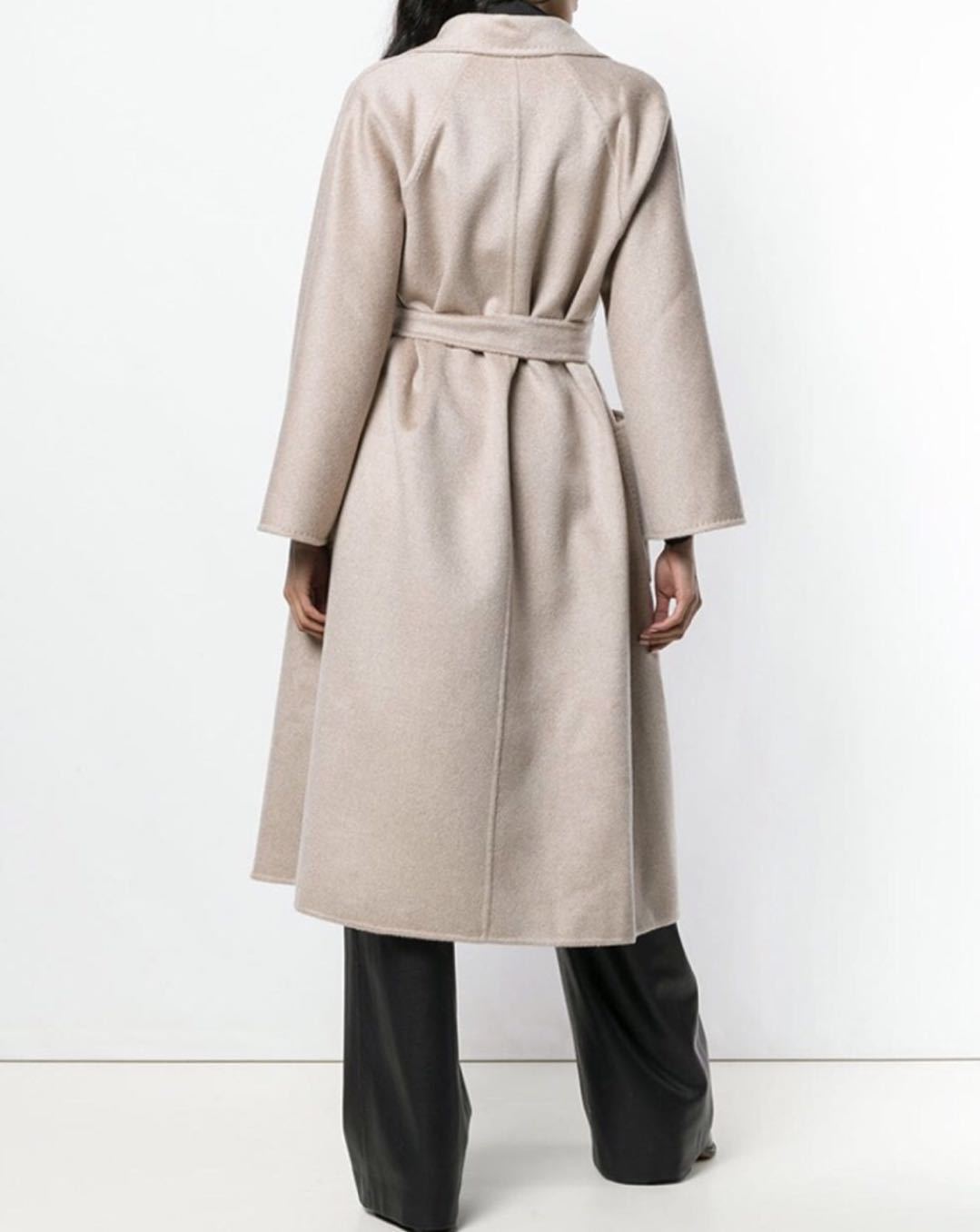 m家labbro海报款插肩双面羊绒长款大衣 女士水波纹羊绒大衣燕麦色