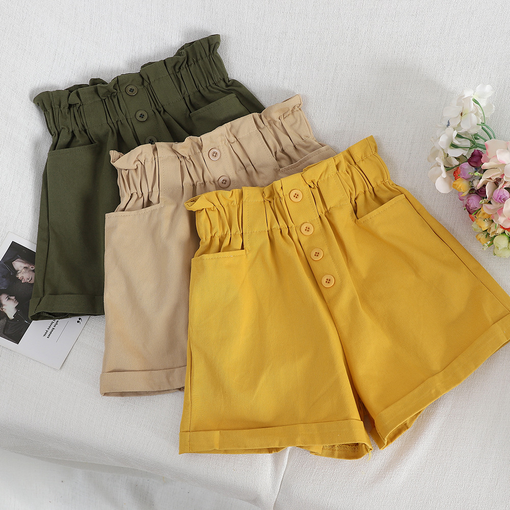 夏季2019新款女装韩版百搭松紧花苞腰短裤宽松阔腿显瘦高腰休闲裤