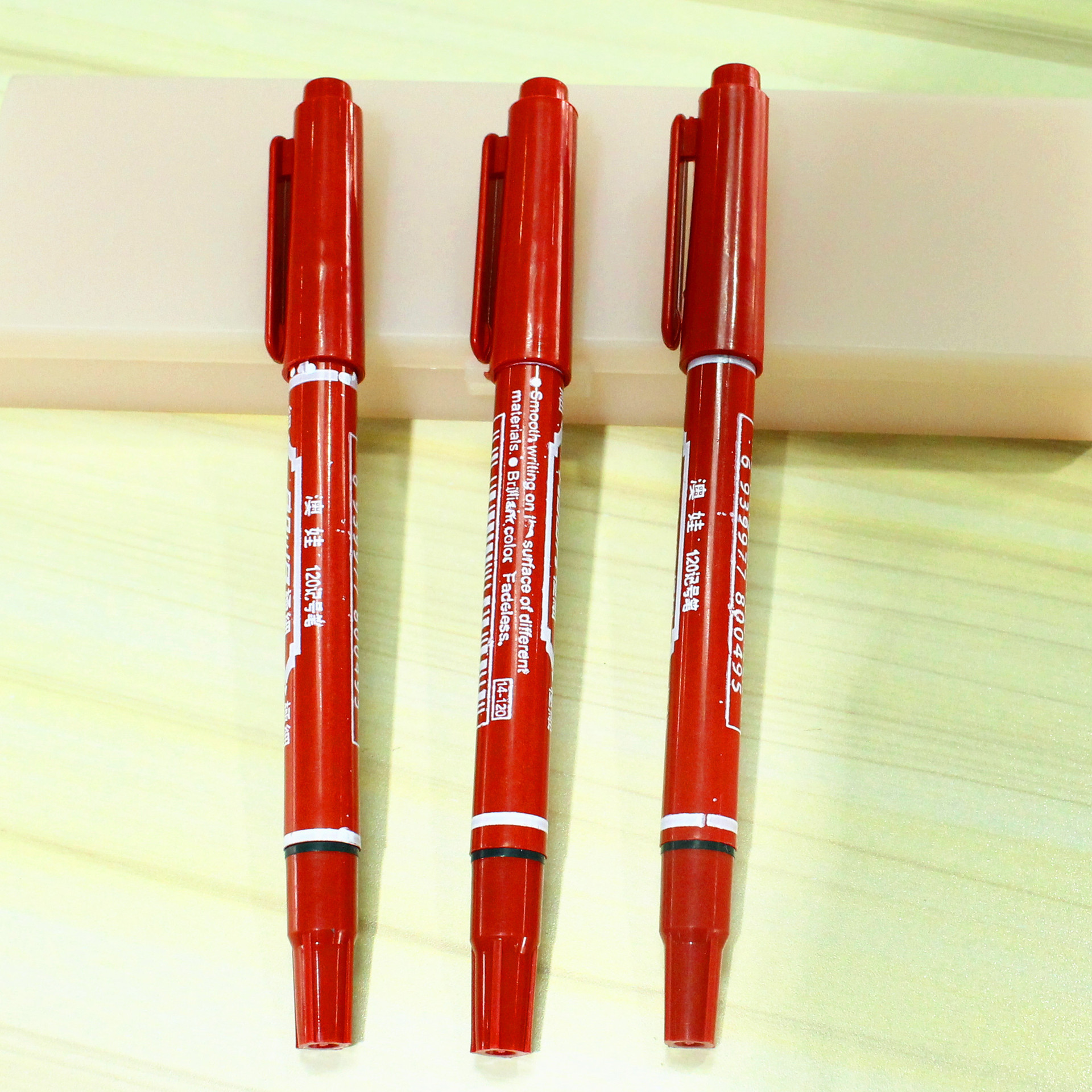 双头油性记号笔马克笔水性小双头细头儿童画画记号勾线笔黑色红色