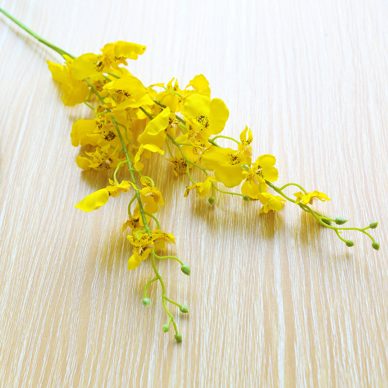 黄色跳舞兰仿真花套装花瓶客厅酒店胶花餐桌花摆设摆件假花塑胶花