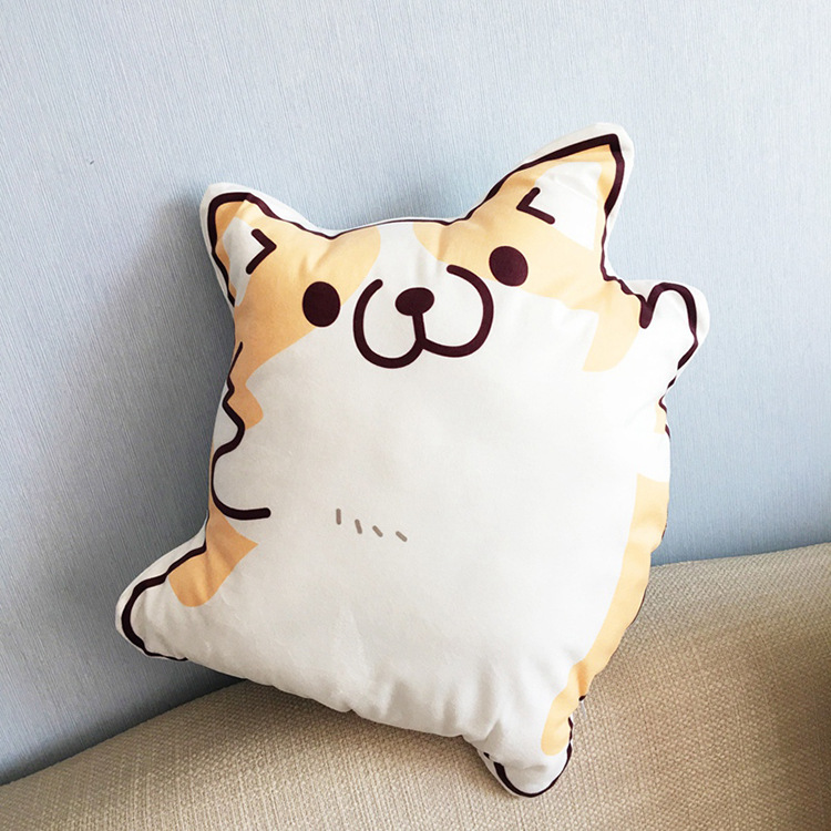 可爱情侣靠垫柯基公仔抱枕印花仿真抱枕生日礼物沙发腰靠枕头礼品
