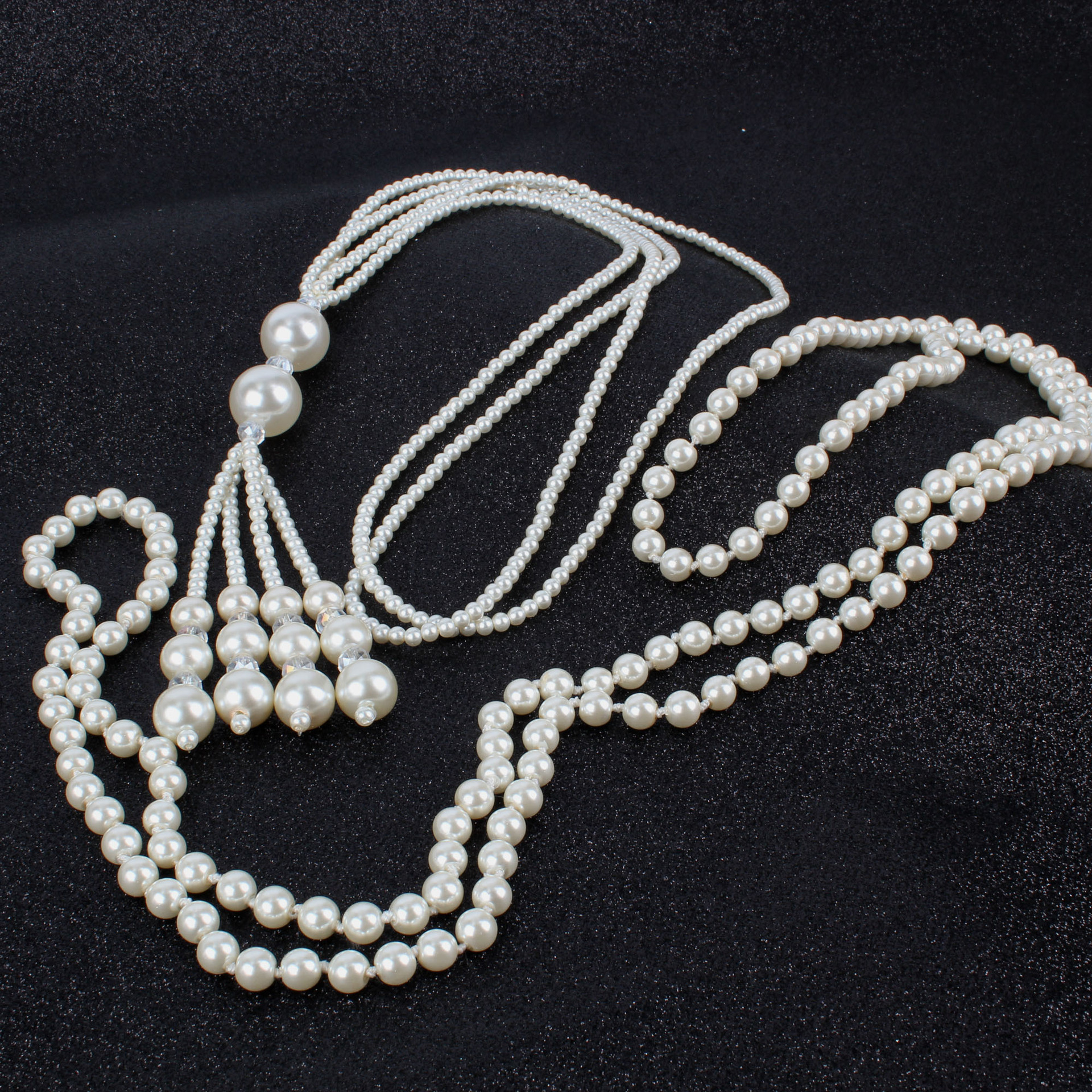 长款秋冬白色珍珠打结项链韩版珍珠流苏毛衣链 高档气质饰品