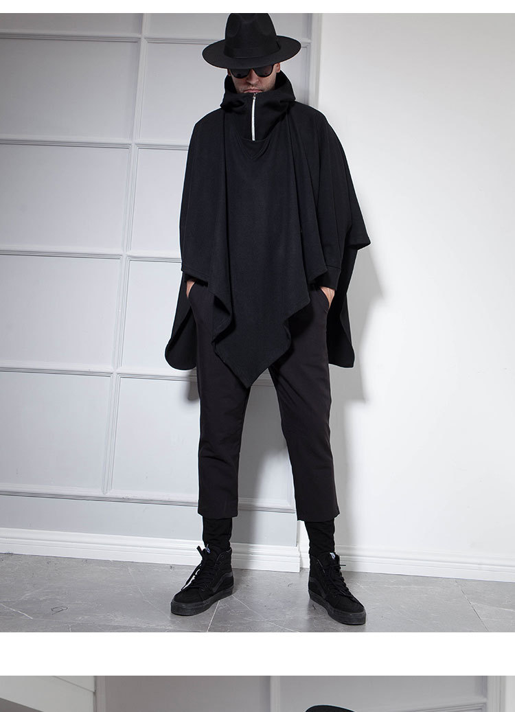 披风斗篷男秋冬中长款外套连帽跨境外贸欧美日韩代发批发现货