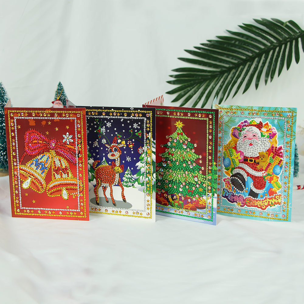 新款异形钻石画贺卡5d亮钻手工diy圣诞祝福卡片节日派对卡片