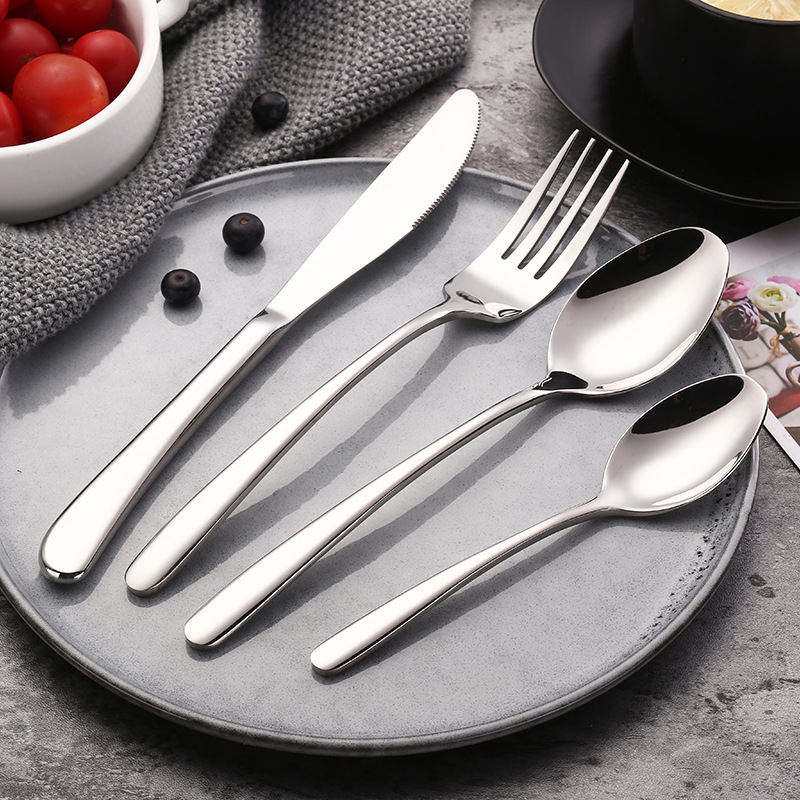 Western-Style Thickened 304 Steak Knife and Fork Set Elegant Western Food Tableware Set Jieyang Wholesale Stainless Steel Knife, Fork and Spoon