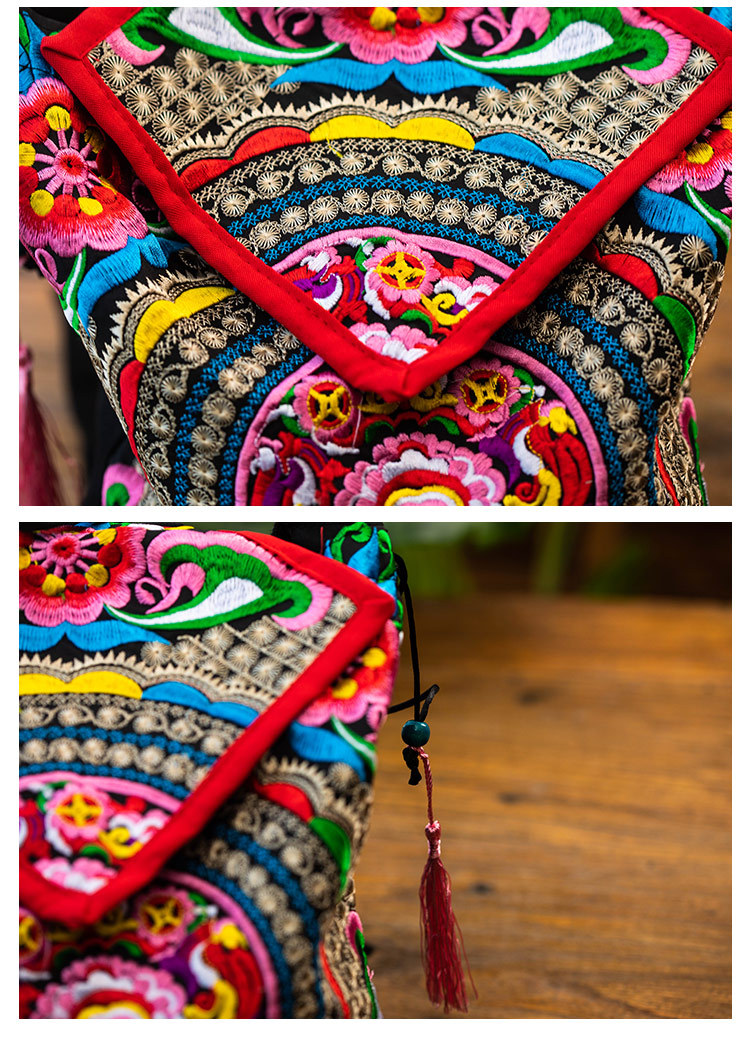 特价处理云南民族风绣花包精美花朵刺绣双肩包特色民族包93015