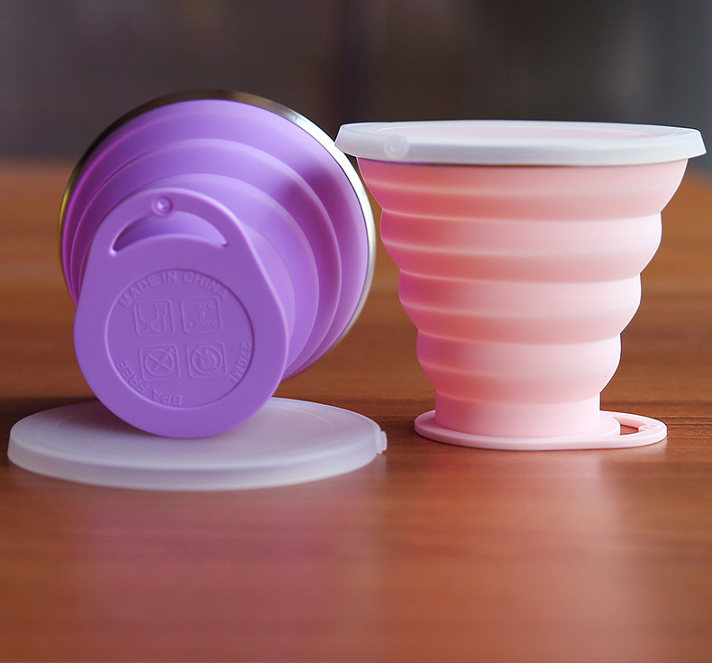 可折叠水杯便携式伸缩杯 fda硅胶压缩杯漱口杯户外喝水杯子旅行碗