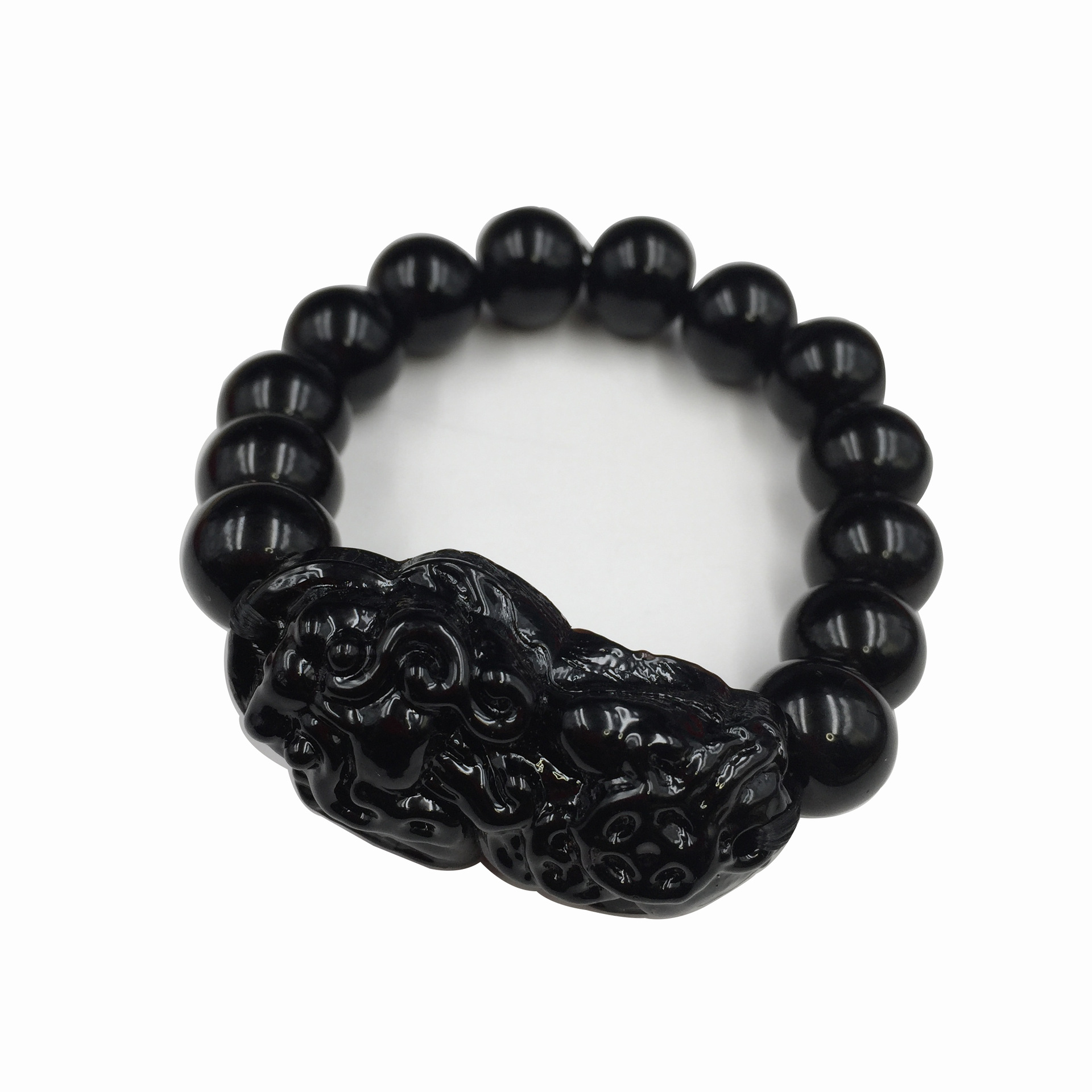 黑曜石貔貅手链单圈手串黑水晶小饰品佛珠地摊夜市带货直播货源