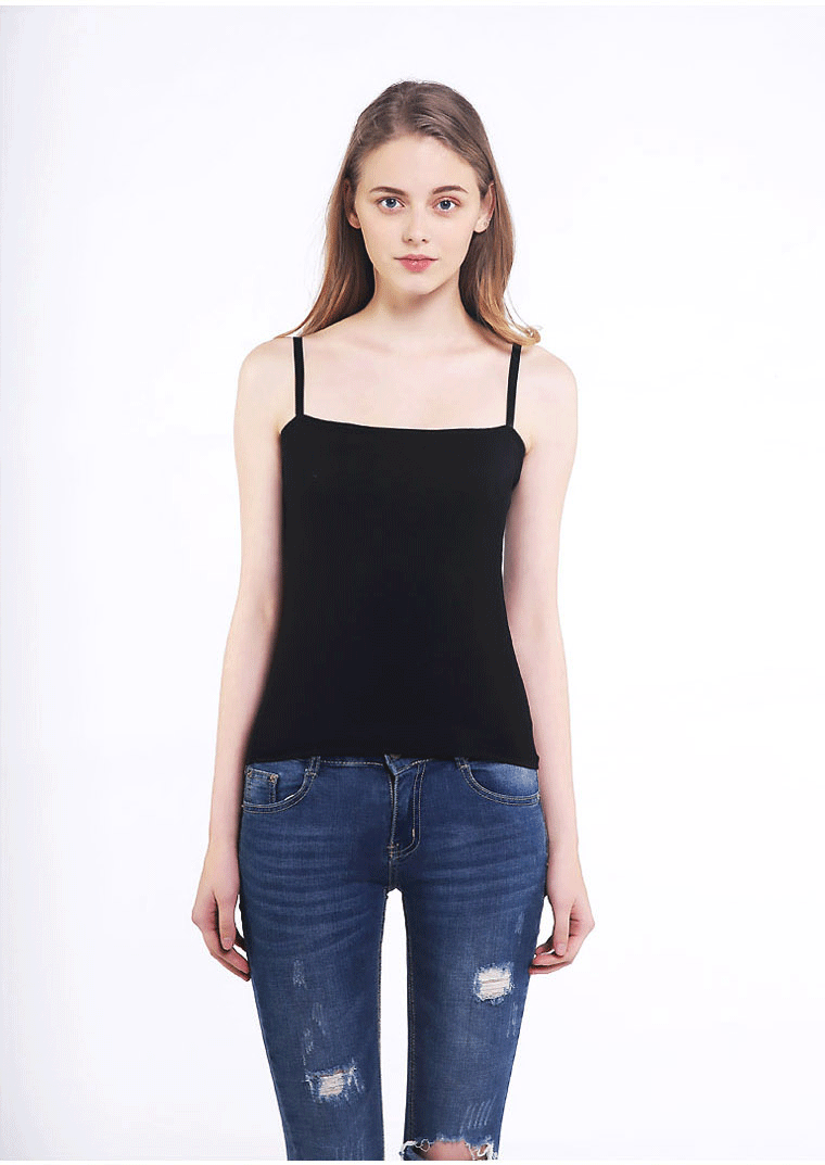 带胸垫bra平口吊带背心外穿抹胸内搭打底裹胸一字领紧身短款上衣