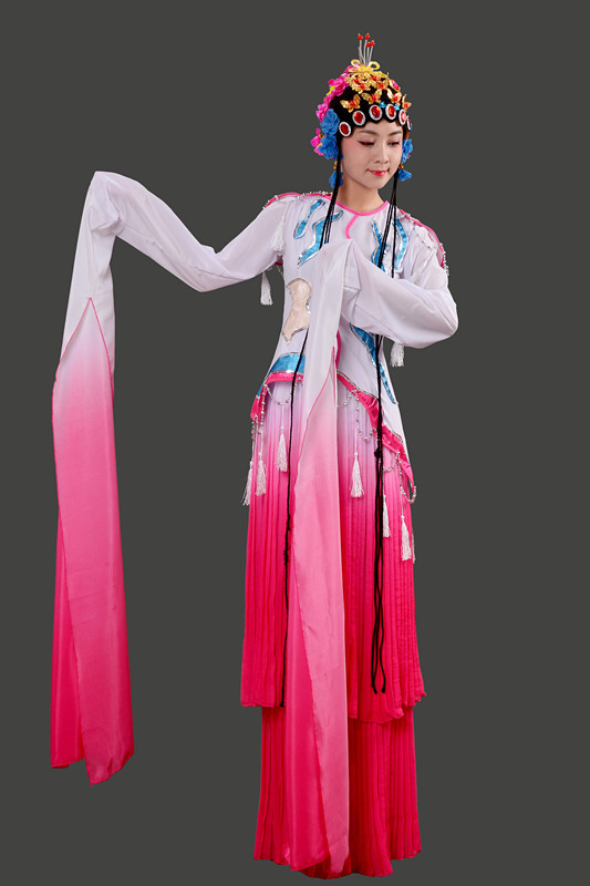 新款成人古装戏曲服饰古典长袖水袖戏服演出服花旦京剧表演服