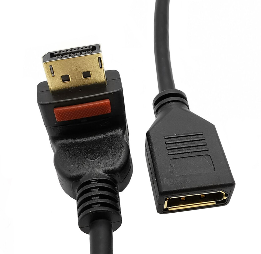 带锁扣镀金90度弯头dp线公对母4k转接线1.2高清displayport延长线