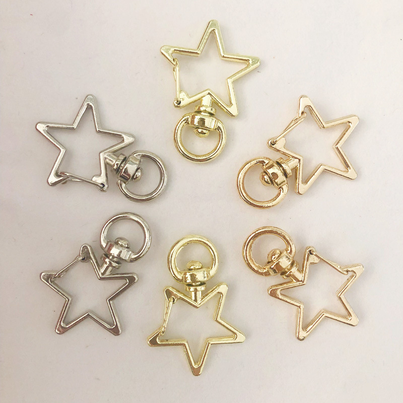 Creative Colorful Five-Pointed Star Keychain Zinc Alloy Key Ring Doll Pendant Accessories Colorful Best-Selling in Stock