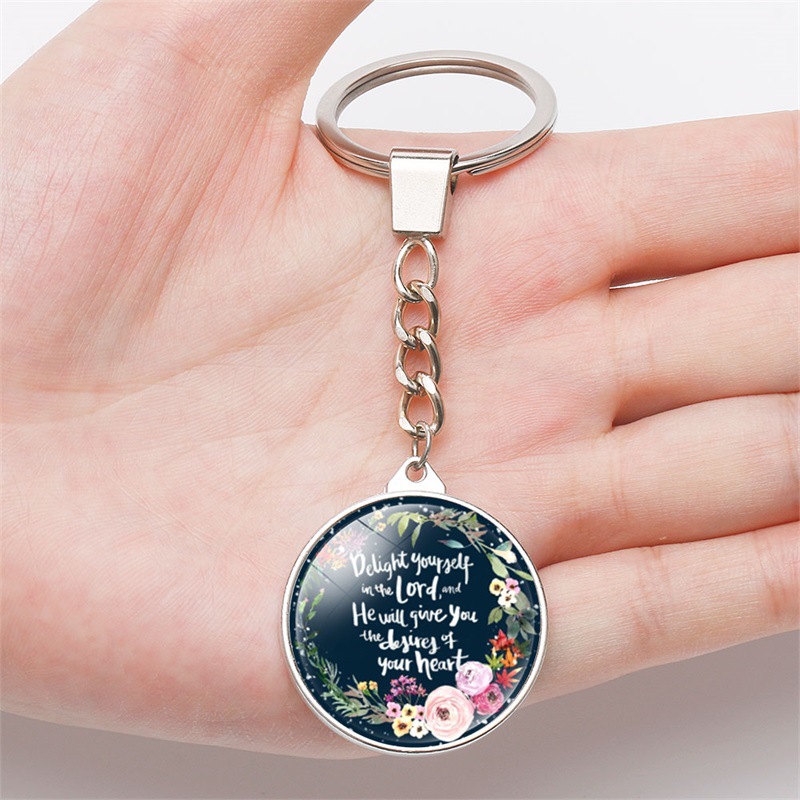 意大利天主教玫瑰经经文吊坠钥匙链钥匙圈 跨境新品宗教圣经配饰