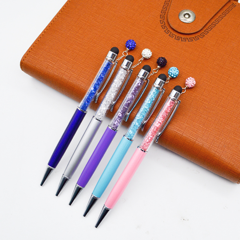 供应创意水晶圆珠笔金属吊坠笔广告金属礼品笔批发水钻笔印刷logo