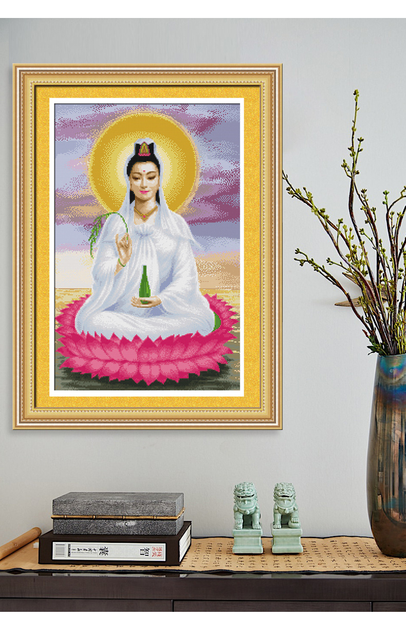 十字绣客厅2019新款线绣观音手工家用玄关佛像佛满绣手工自己绣