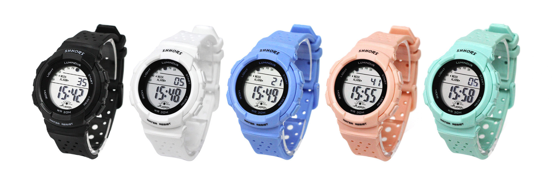 外贸跨境圣猴时shhors学生表电子手表电子表 lcd显示薄款 sh-0315
