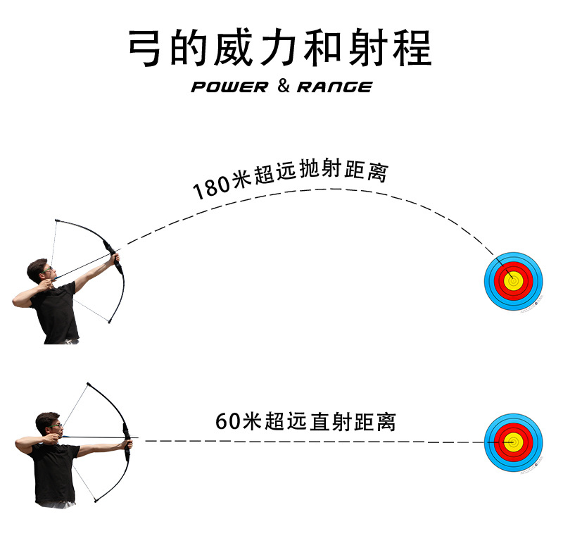 热销分体美猎直拉弓 木把反曲弓 户外景区cs攻防箭 射箭器材游戏