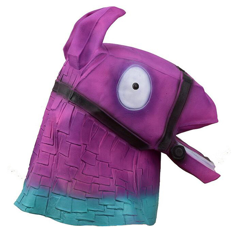 产地货源堡垒之夜彩色马头面具cos游戏周边道具万圣节乳胶头套紫