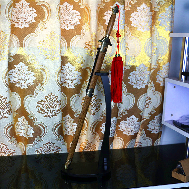 黑色单层鹅式剑架 武士立式刀架兵器摆式宝剑剑托架 收藏镇宅刀架