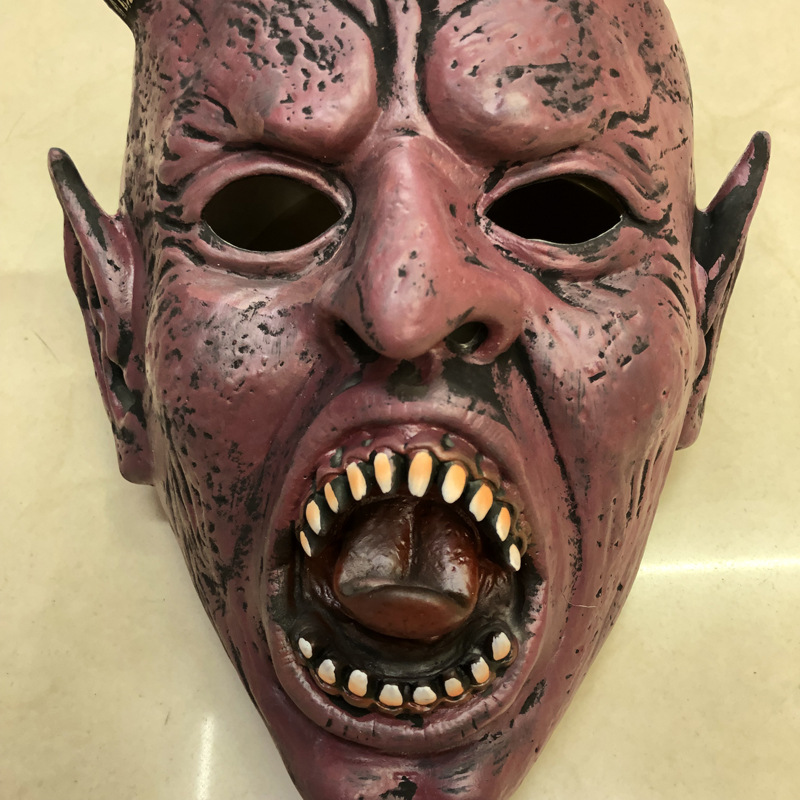 狂欢节高档乳胶逼真撒旦魔王愚人万圣节舞会演出道具恐怖鬼面具
