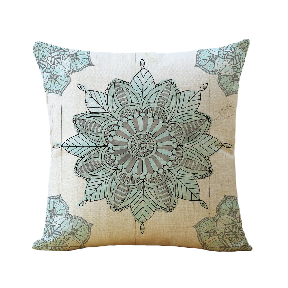 跨境新款曼陀罗系列民族风主题亚麻抱枕套靠垫批发z169