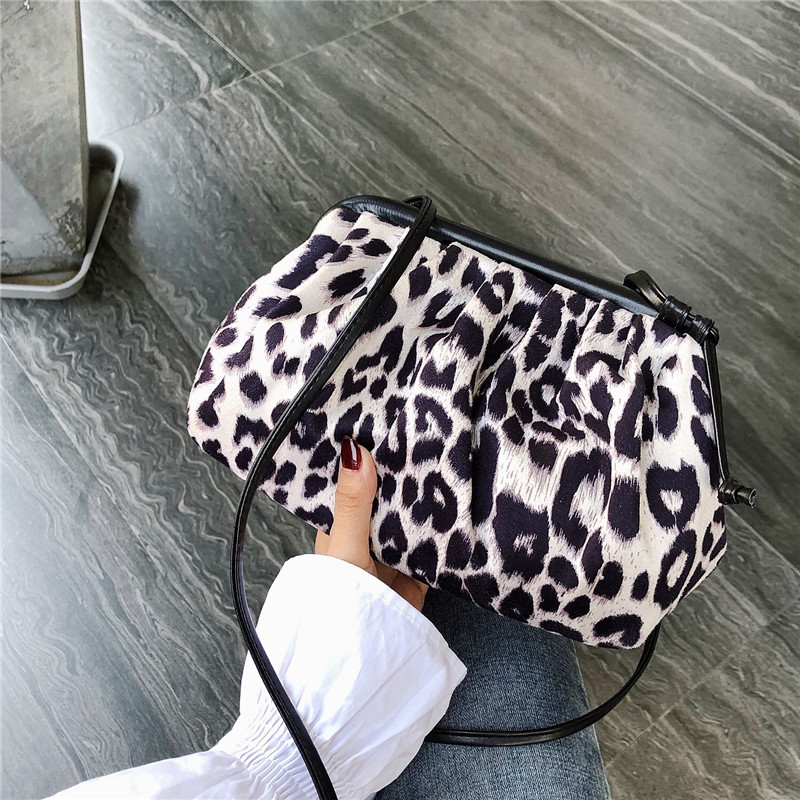 2019 Winter New Woolen Fur Bag Korean Fashion Trend Plush One-Shoulder Crossbody Leopard Print Winter Women Bag