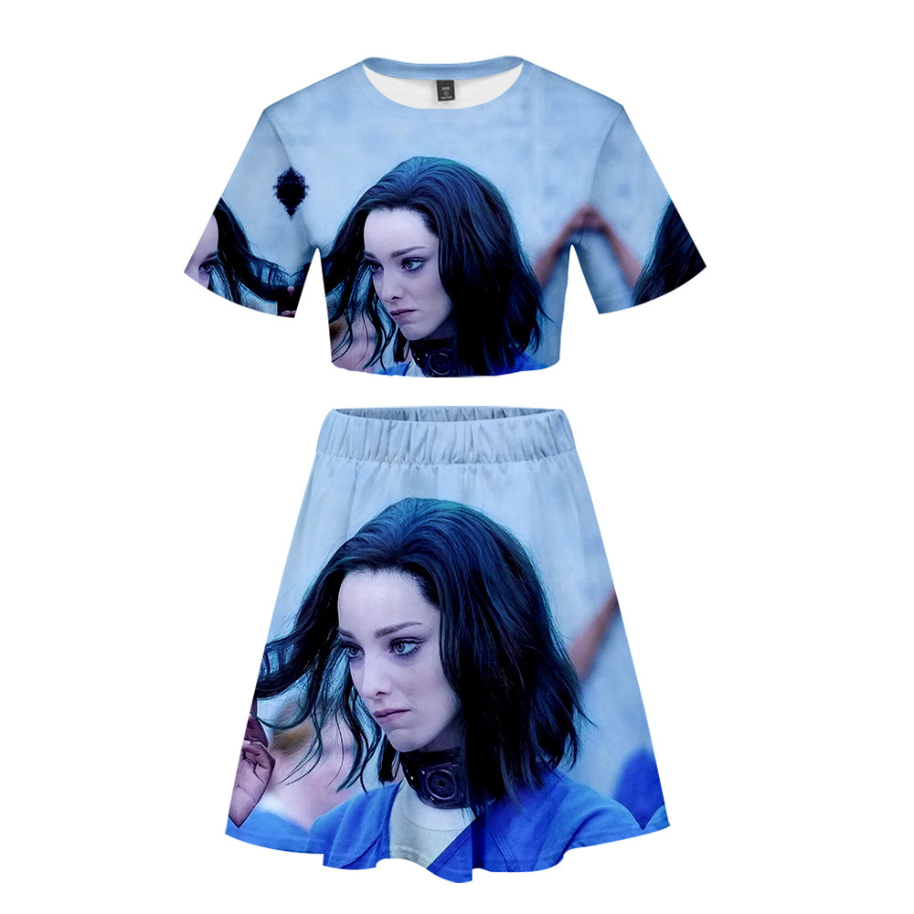 跨境批发 天赋异禀北极星小姐姐polaris 3d彩印短裙短t恤套装批发