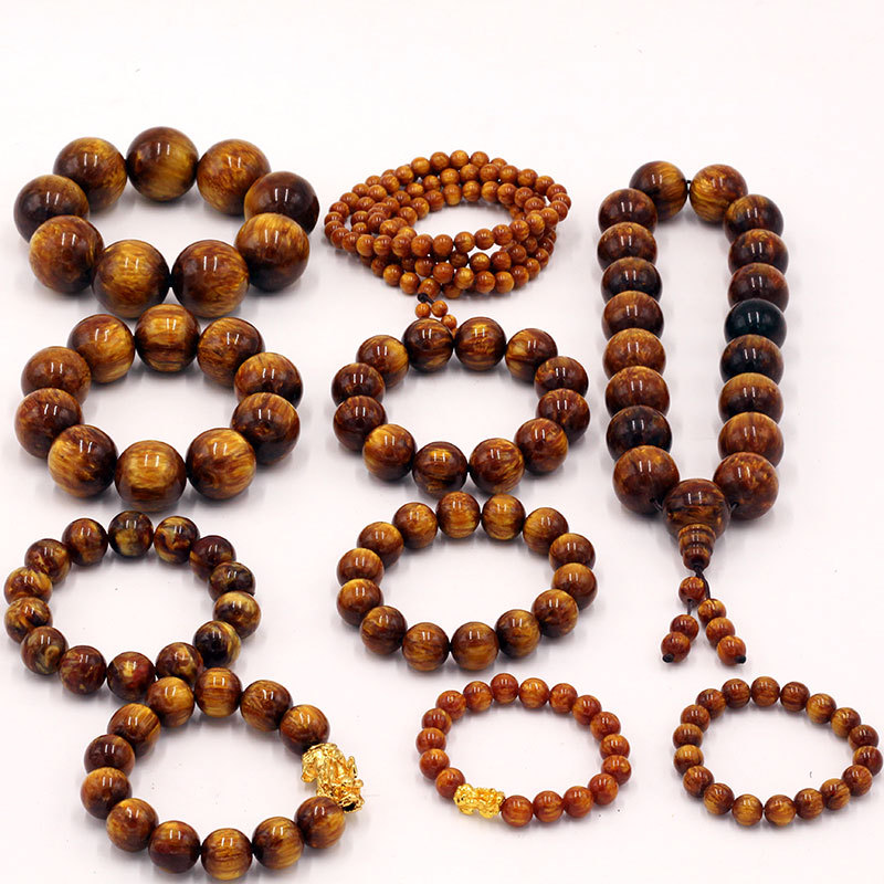 新款金丝海柳佛珠手串 108颗多圈海柳2.0手链 男士貔貅款饰品批发