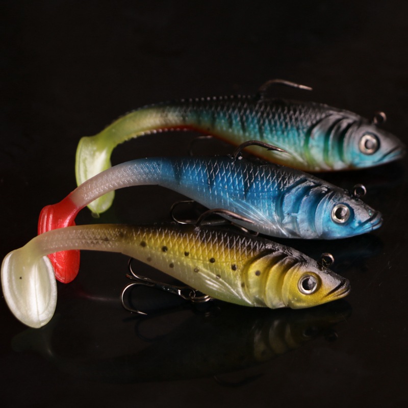 跨境路亚软饵t尾11 15 22g软鱼包铅鱼红头白身t尾软饵海钓鲈鱼饵