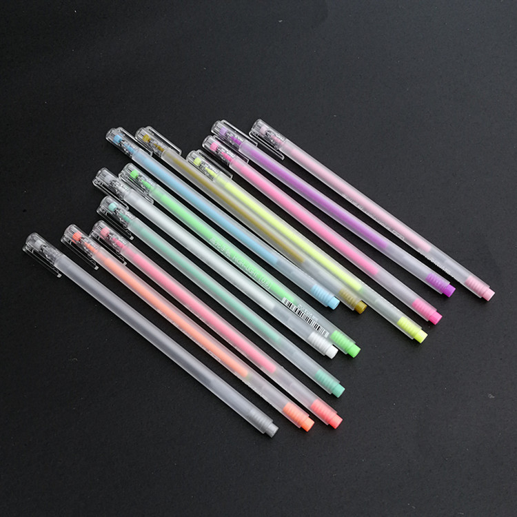 手帐笔高光分彩笔彩色中性笔黑卡纸专用笔12色荧光笔手绘手账笔