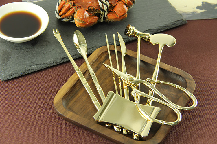 自用赠人佳品吃蟹工具304不锈钢竹节款蟹八件七里山塘品螃蟹工具