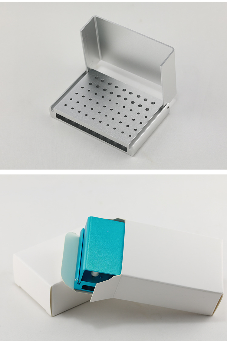 消毒盒58孔铝合金牙科车针盒高低速手机磨头盒金属车针架车针盒