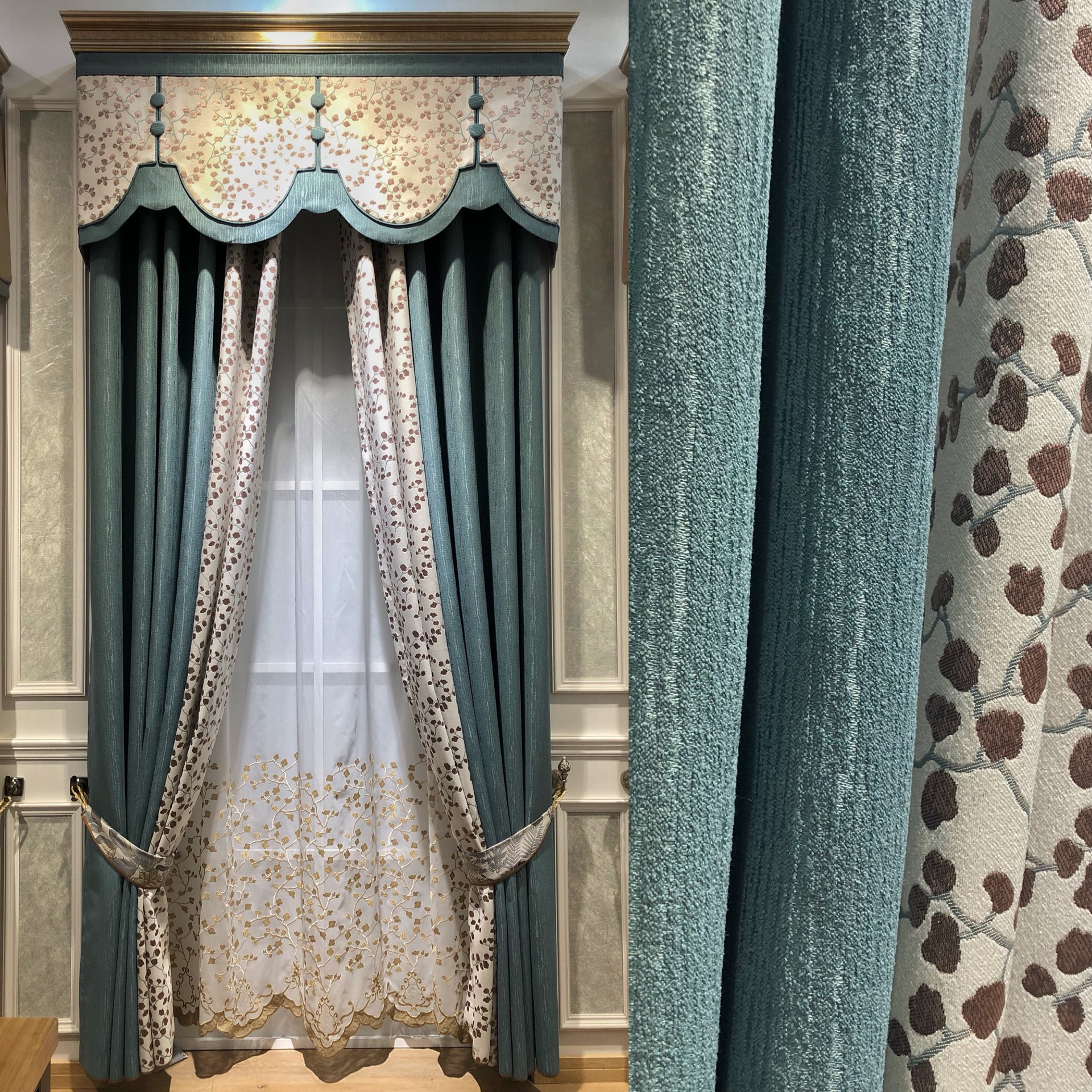 高档加厚雪尼尔窗帘布料欧式轻奢客厅遮光卧室成品窗帘绒布飘窗